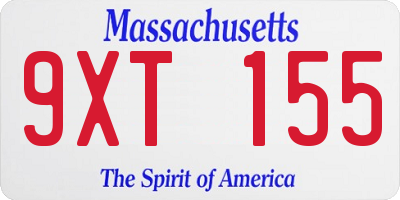 MA license plate 9XT155