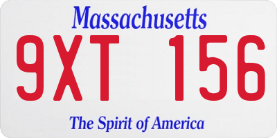 MA license plate 9XT156