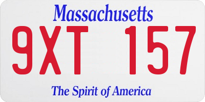 MA license plate 9XT157