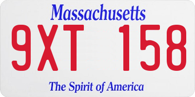 MA license plate 9XT158