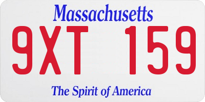 MA license plate 9XT159
