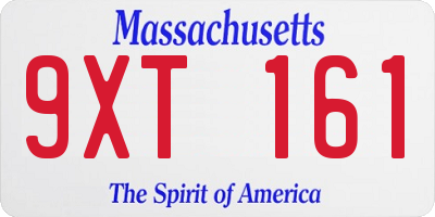 MA license plate 9XT161