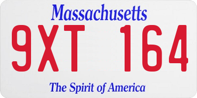 MA license plate 9XT164