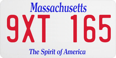 MA license plate 9XT165