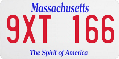 MA license plate 9XT166