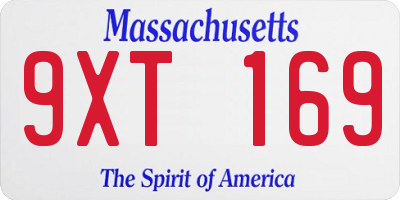 MA license plate 9XT169