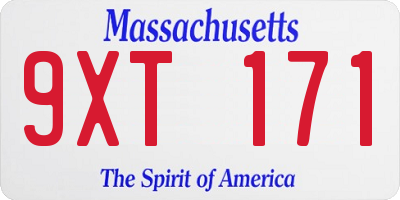 MA license plate 9XT171