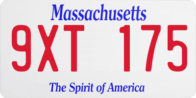 MA license plate 9XT175