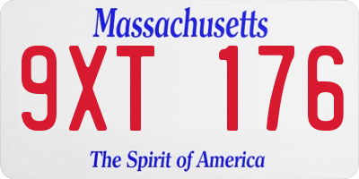MA license plate 9XT176