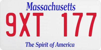 MA license plate 9XT177