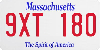 MA license plate 9XT180