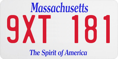 MA license plate 9XT181