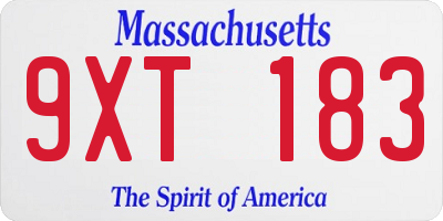 MA license plate 9XT183