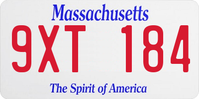 MA license plate 9XT184