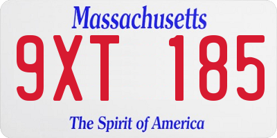 MA license plate 9XT185