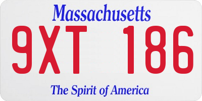 MA license plate 9XT186