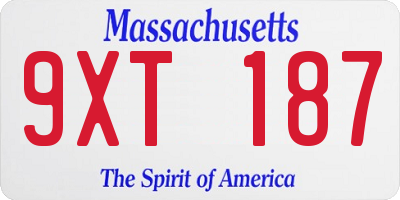 MA license plate 9XT187