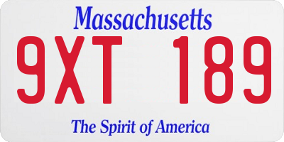 MA license plate 9XT189