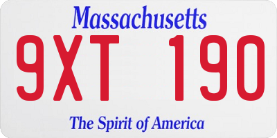 MA license plate 9XT190