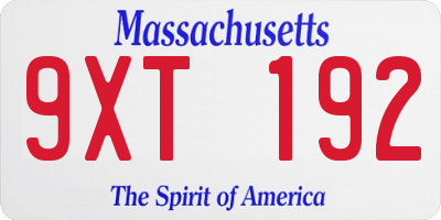 MA license plate 9XT192