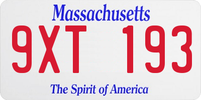MA license plate 9XT193