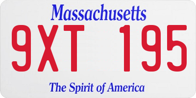 MA license plate 9XT195