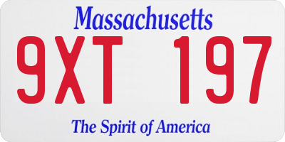 MA license plate 9XT197