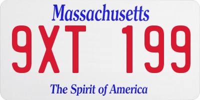 MA license plate 9XT199