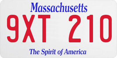 MA license plate 9XT210