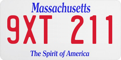 MA license plate 9XT211
