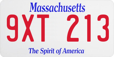 MA license plate 9XT213