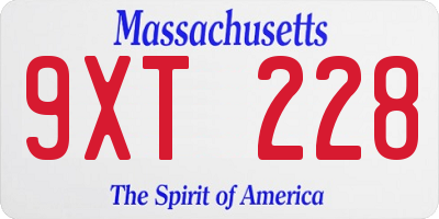 MA license plate 9XT228