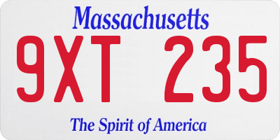 MA license plate 9XT235