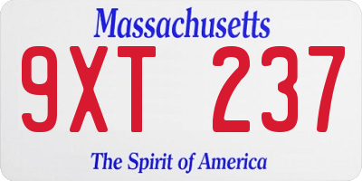 MA license plate 9XT237