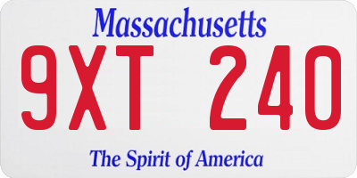 MA license plate 9XT240
