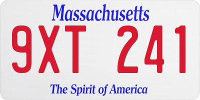 MA license plate 9XT241