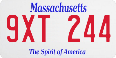 MA license plate 9XT244
