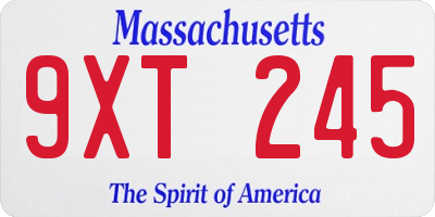 MA license plate 9XT245