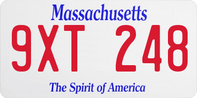 MA license plate 9XT248