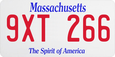 MA license plate 9XT266