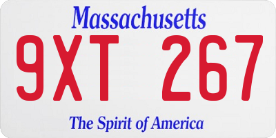 MA license plate 9XT267
