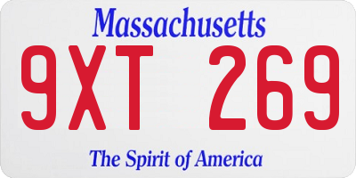 MA license plate 9XT269