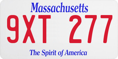 MA license plate 9XT277