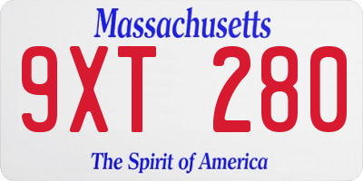 MA license plate 9XT280