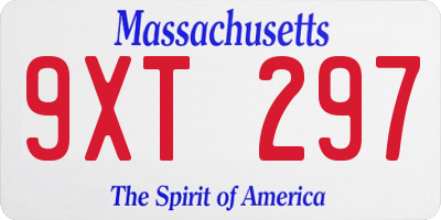 MA license plate 9XT297