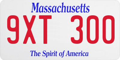 MA license plate 9XT300