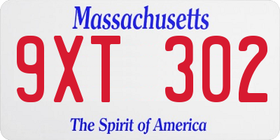 MA license plate 9XT302