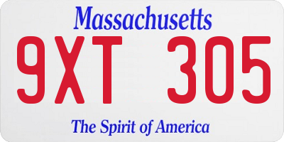 MA license plate 9XT305