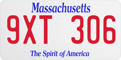 MA license plate 9XT306