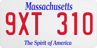 MA license plate 9XT310